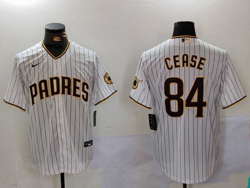 Mens San Diego Padres #84 Dylan Cease White Team Logo Stitched Cool Base Nike Jersey